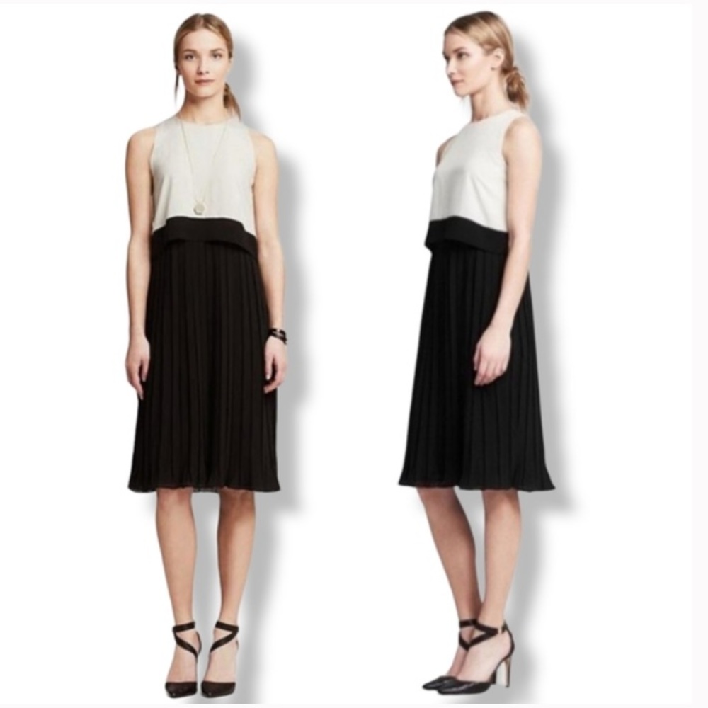 Banana Republic Pleated Popover Dress two toned